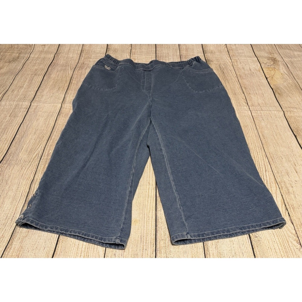 Dream Jeannes Quacker Factory Pull On Capris Crop Jeans Rhinestones Sz 2X  TubH3